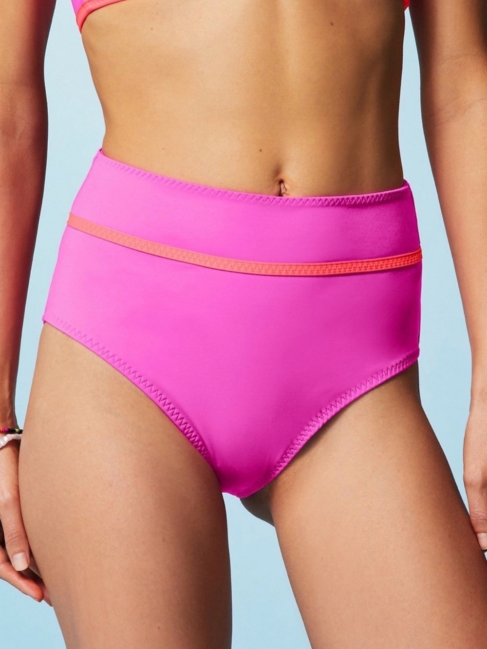 NWT Fabletics Boardwalk Neon Flamingo High-Waisted Swim Bottom Sz X-Small
